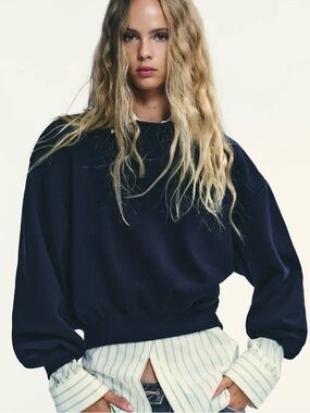 Zara navy blue sweatpant and sweatshirt set